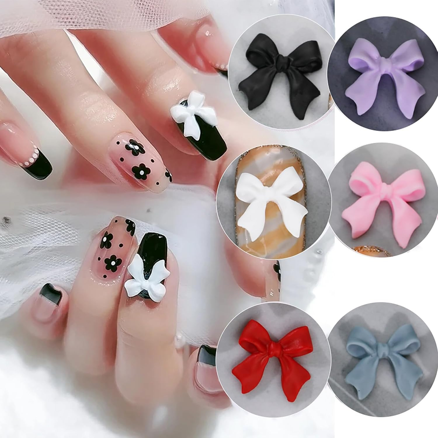 3D Bow Nail Art Charms Resin Kawaii Nail Decorations DIY Manicure Acrylic Nails