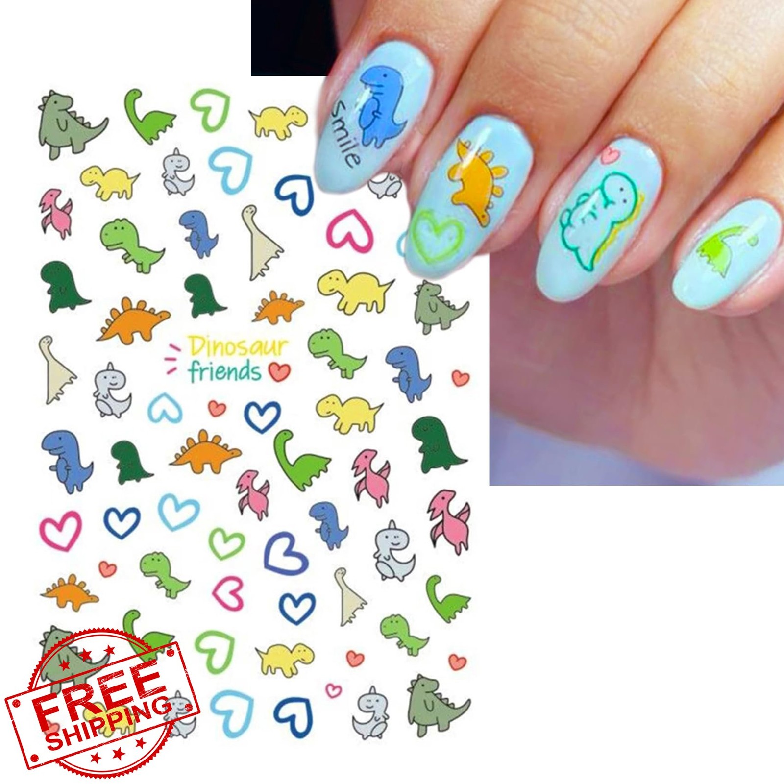 IDDFEVE Dinosaur Nail Art Stickers