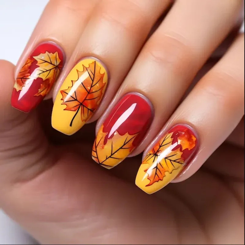 beautiful Nail Stamping Plates Autumn Winter Leaves Design Polish Stencil Nail