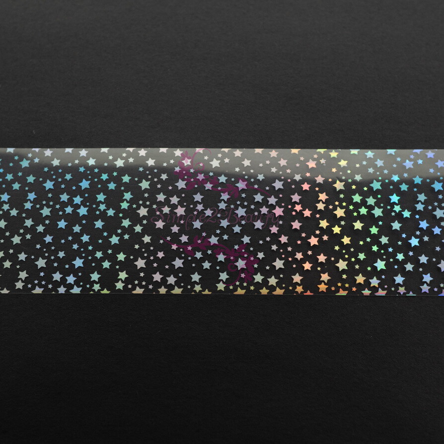 1 Roll 100m Nail Art Manicure Silver Laser Holo Star Transfer Paper Foil Decals