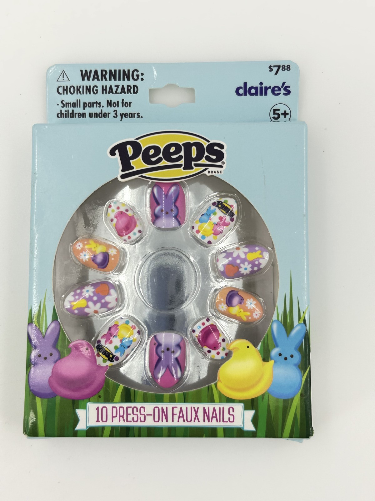 Claire’s Peeps Press-On Faux Nails 10 Count Easter Bunny Chick Theme New Girls