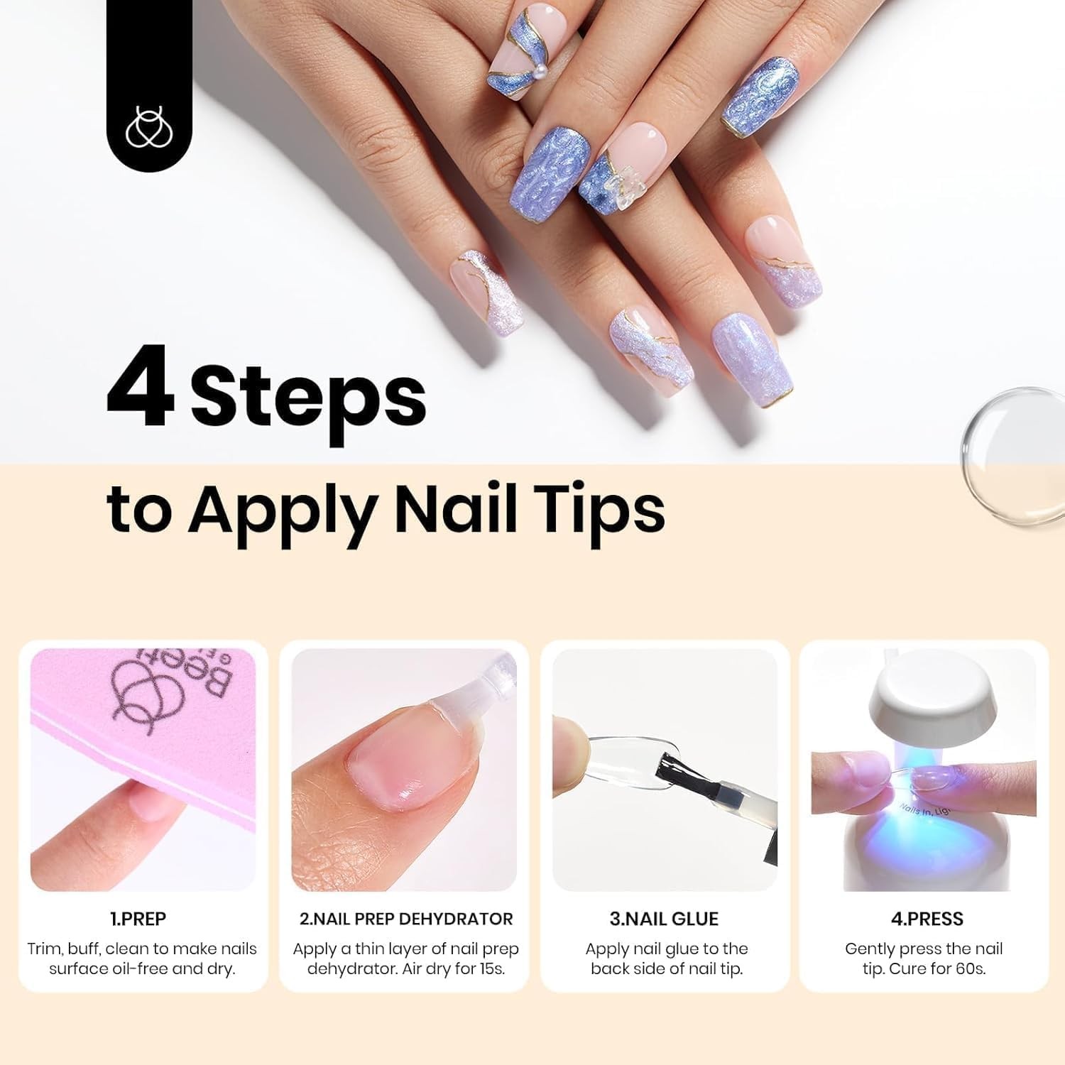 Beetles 9 in 1 Gel Nail Glue Nail Dehydrator Kit for Acrylic Nails