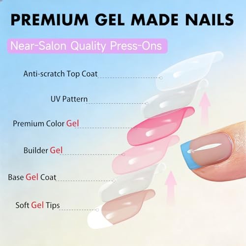 Baby Blue French Tip Press On Nails – Square – Square