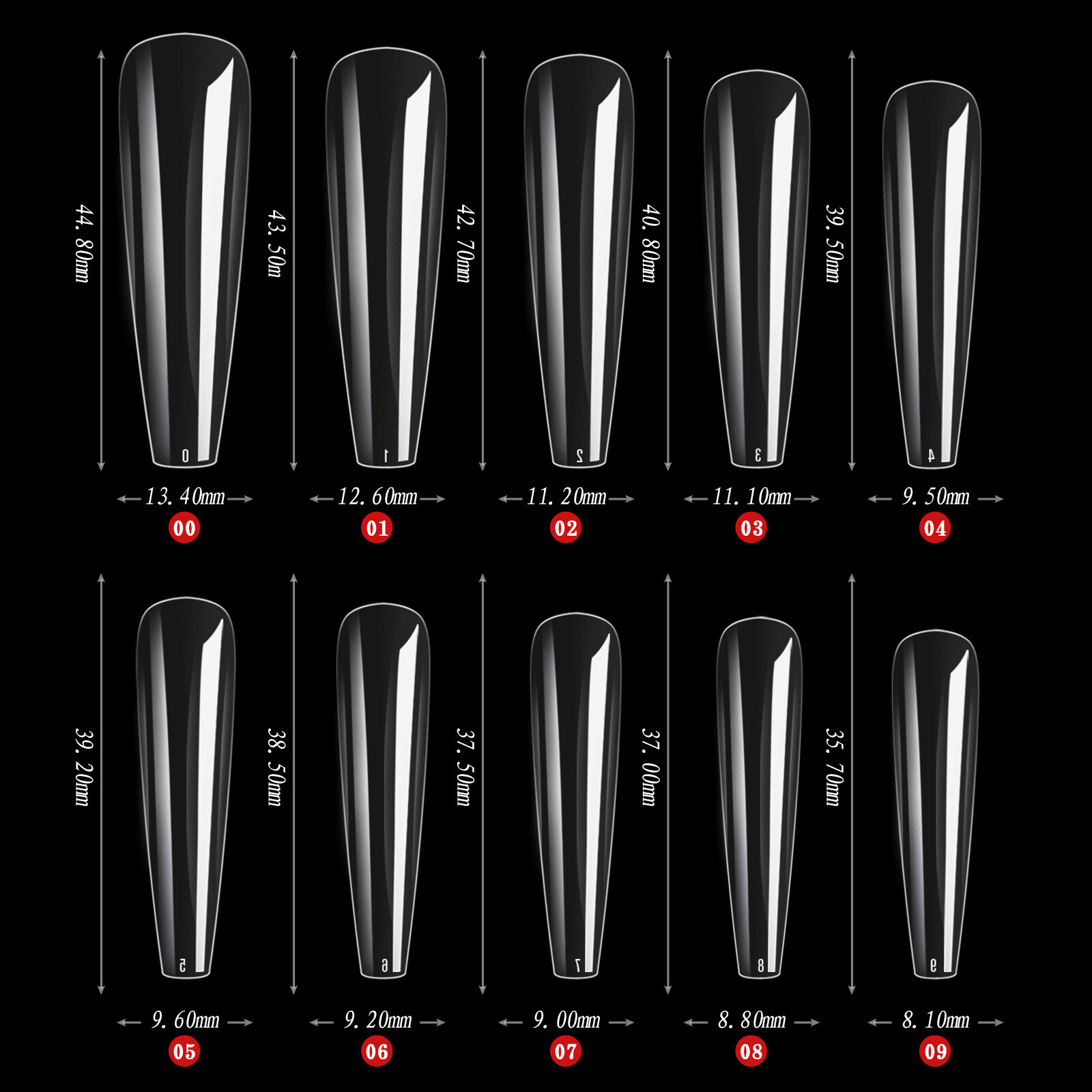 500 Pcs Acrylic Ballerina Fake Nails Coffin Full Cover Nail Art Tips Extra Long